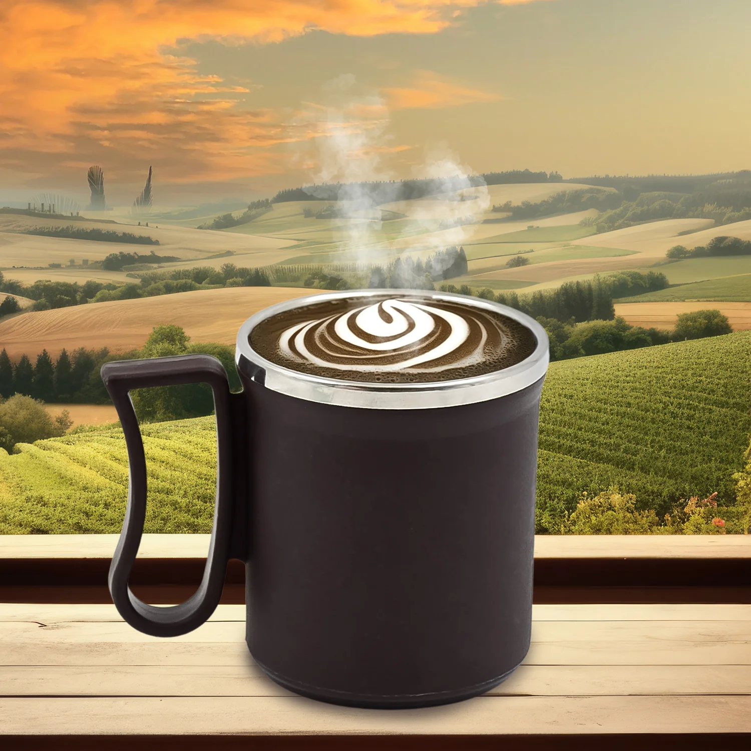 Coffee Mug with Lid & Handle – Plastic Covered Stainless Steel Mug (200 ML, Random Color) - Image 6