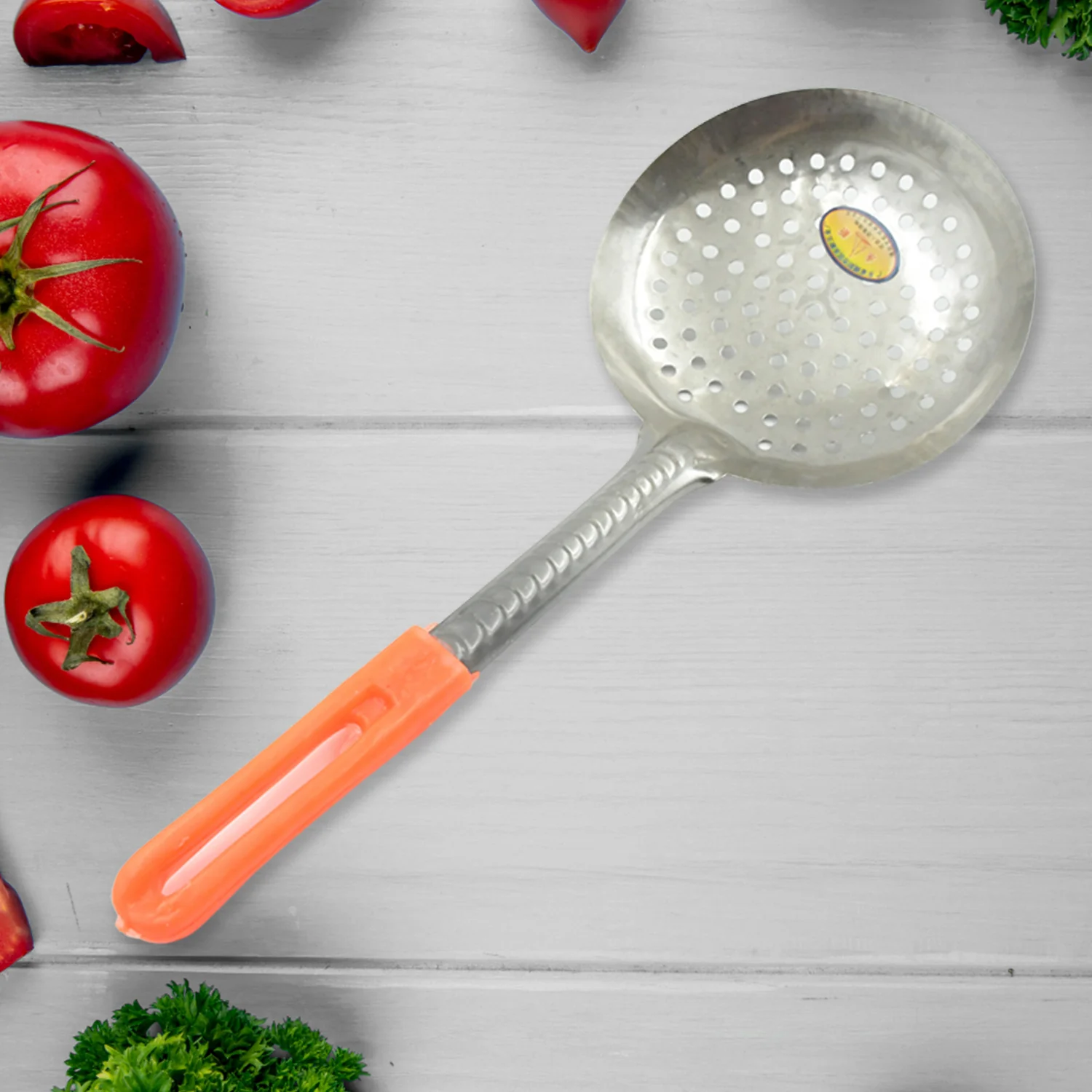 Colander Spoon, Non Slip Hand Polished Thickened Hot Pot Spoon for Kitchen for Restaurant, Stainless Steel Cooking Colander Skimmer Slotted Spoon Kitchen Strainer Ladle with Long Handle for Kitchen Cooking Baking (35 Cm) - Image 3