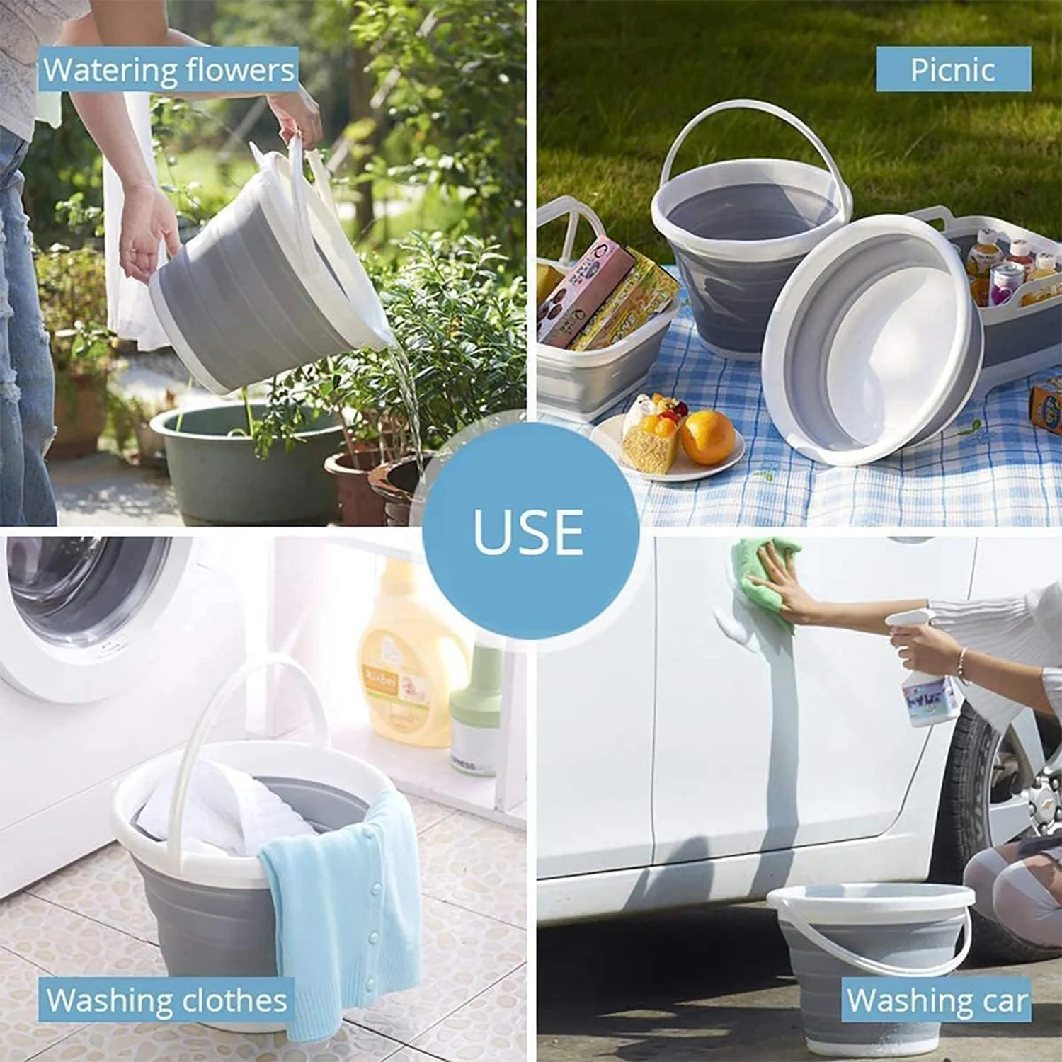 Collapsible Folding Bucket for Cleaning, Car Wash & Travel (1 Pc / 23x16 Cm) - Image 6