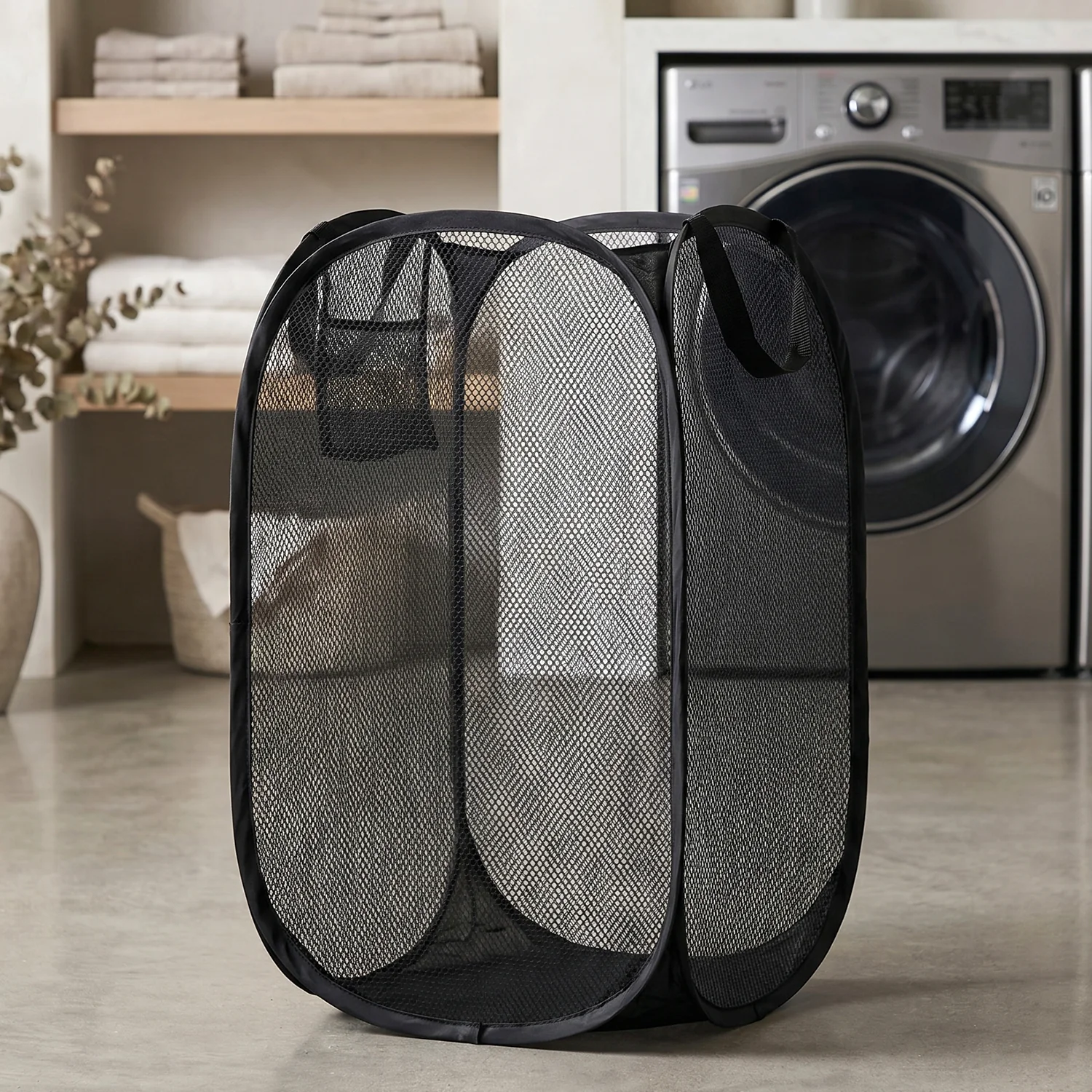 Collapsible Mesh Laundry Hamper Portable Clothes Storage Basket(1 Pc,34x34x57cm) - Image 7