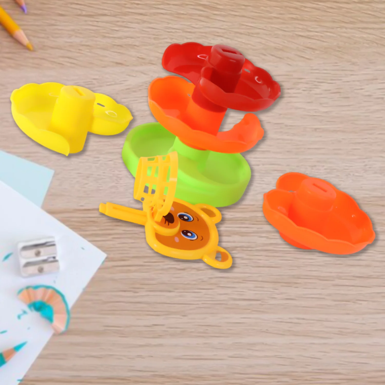 Colorful Bear Face Rolling Ball Drop Tower Toy Set - Image 4