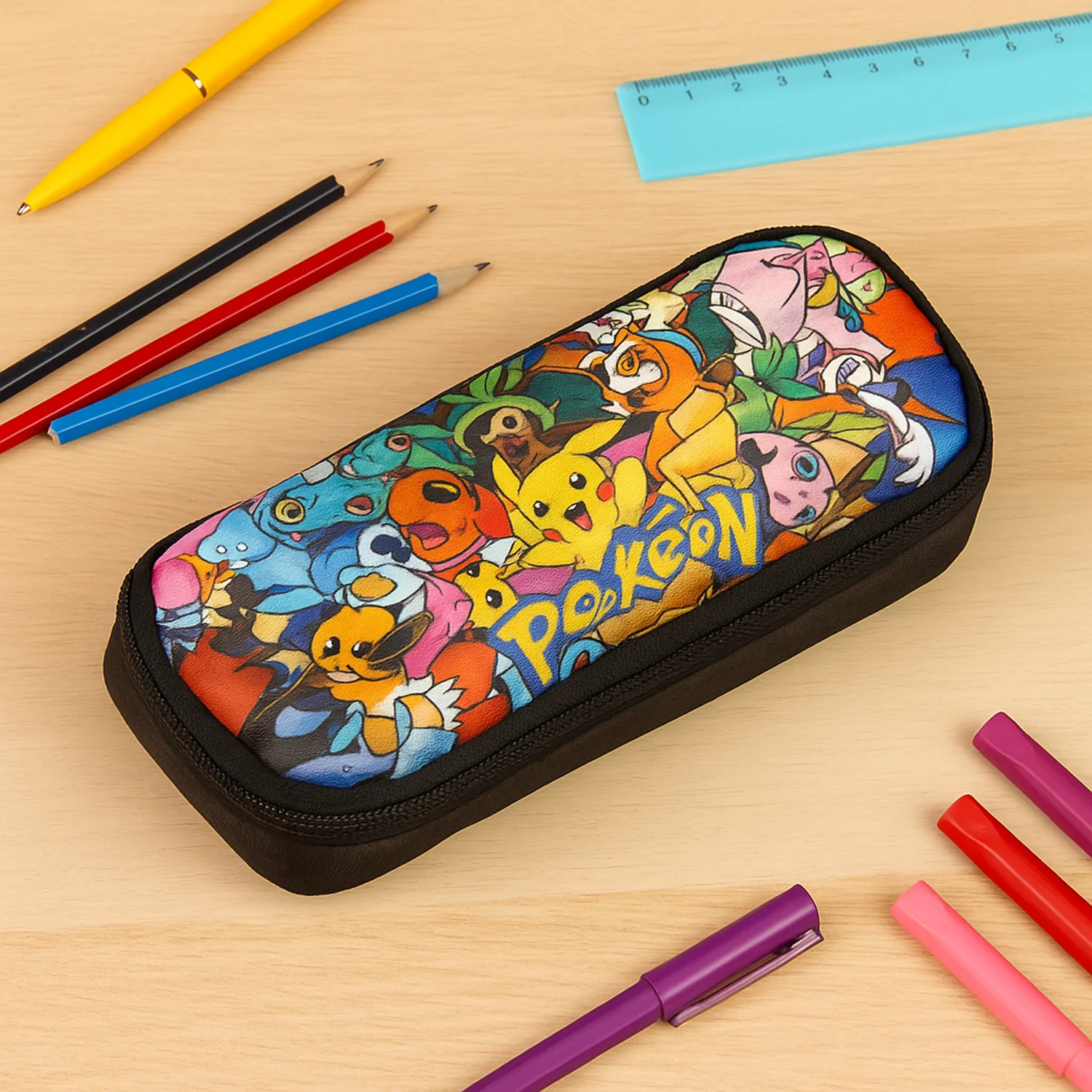 Colorful Cartoon Printed Pencil Pouch for Kids (1 Pc) - Image 3
