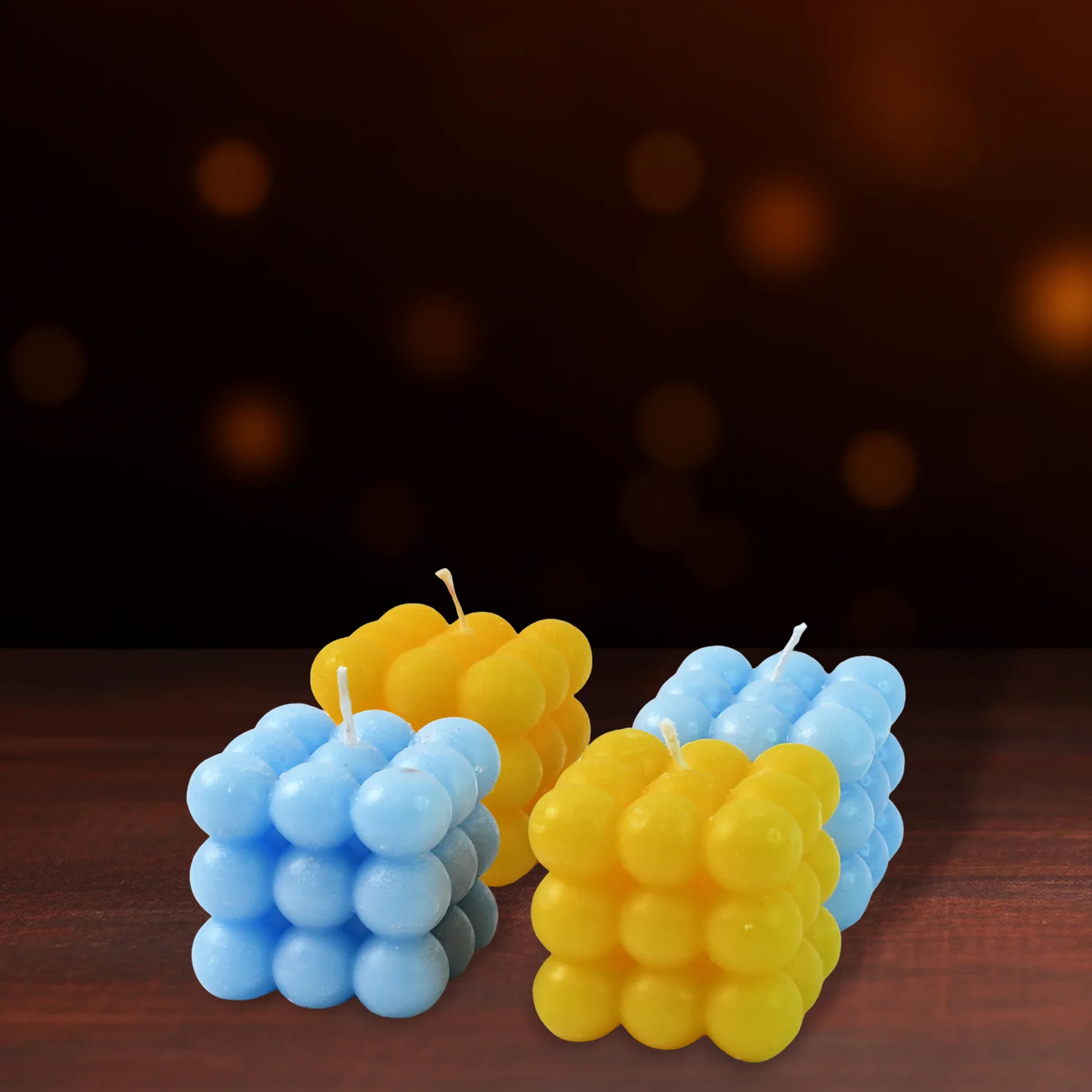 Colorful Cube Shaped Wax Candles (4 Pc) - Image 3