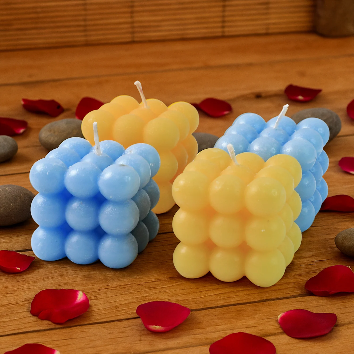Colorful Cube Shaped Wax Candles (4 Pc) - Image 6