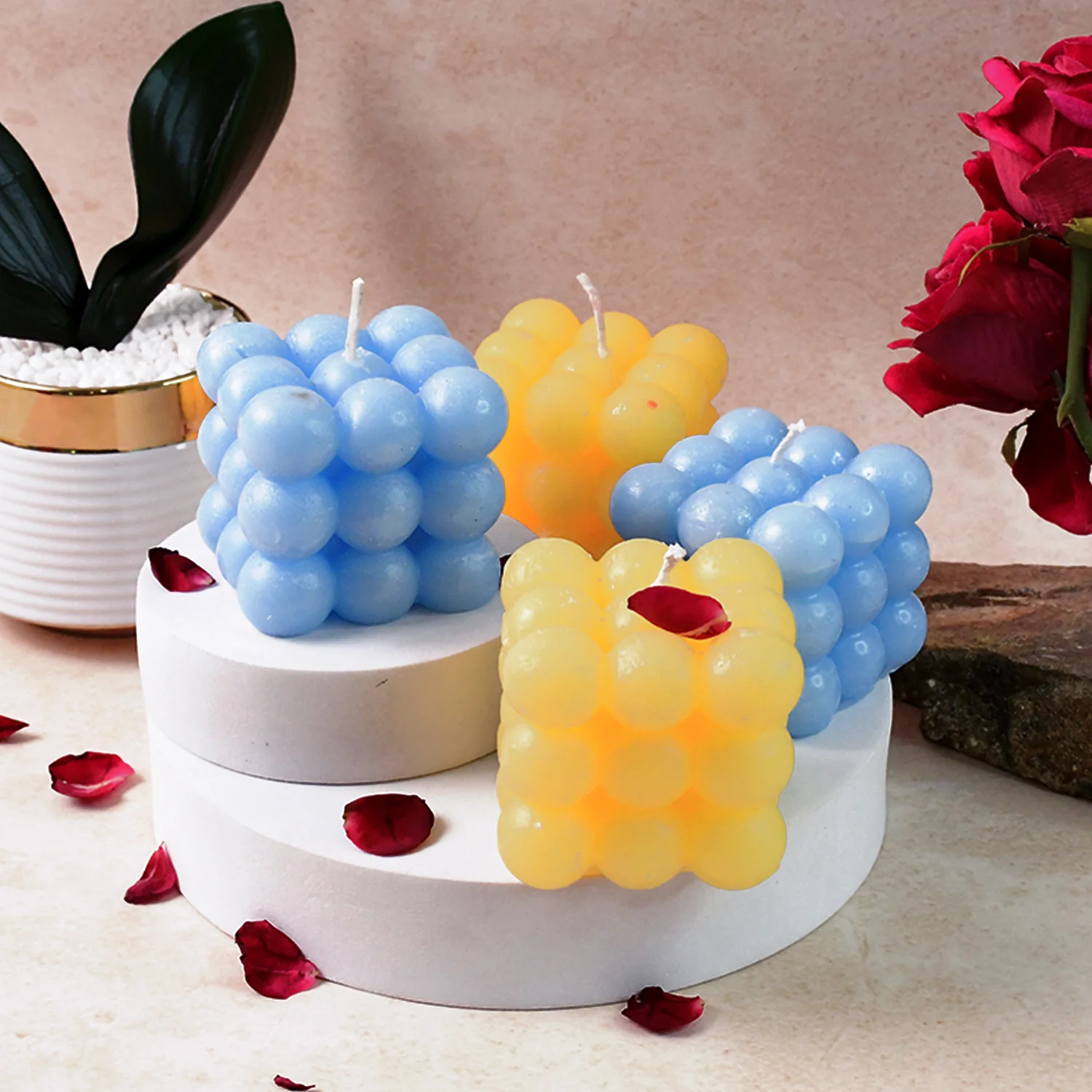 Colorful Cube Shaped Wax Candles (4 Pc) - Image 7