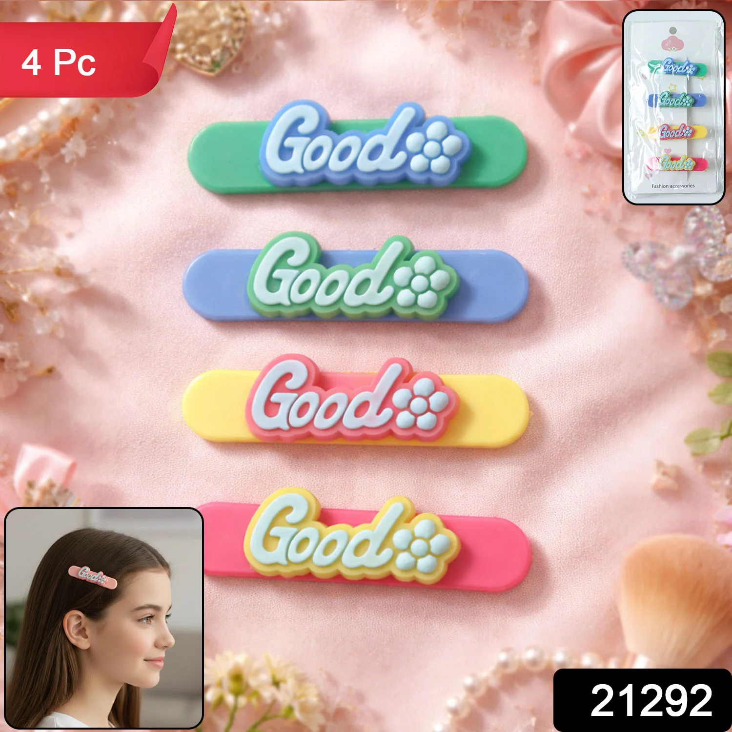 Colorful Good Design Hair Clips (4 Pc) - Image 2