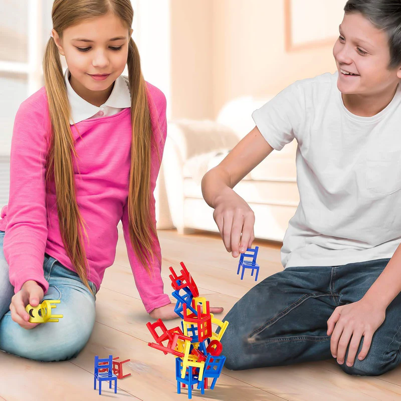 Colorful Mini Chair Stacking Game Fun Balance Puzzle Toy for Kids and Family - Image 2