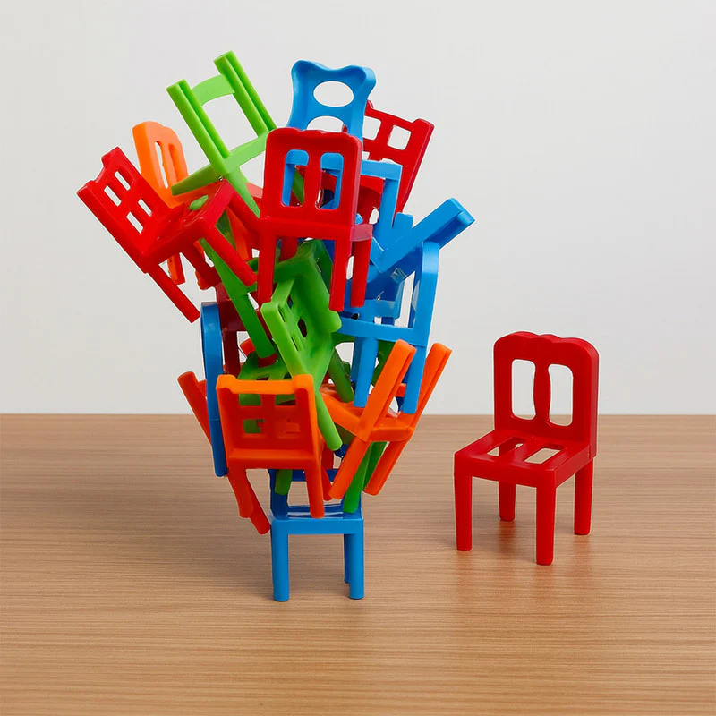 Colorful Mini Chair Stacking Game Fun Balance Puzzle Toy for Kids and Family - Image 4