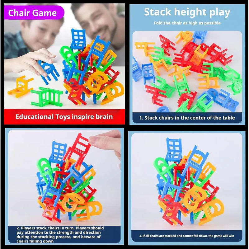 Colorful Mini Chair Stacking Game Fun Balance Puzzle Toy for Kids and Family - Image 5