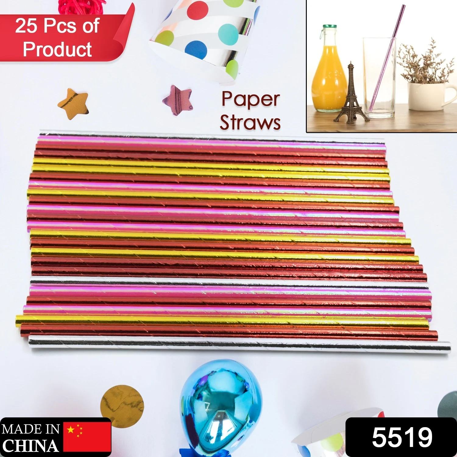Home Paper Straws Durable & Eco-Friendly Colorful - Drinking Straws & Party Decoration Supplies, Adorable Solid Color Food Grade Paper Straws for Birthday, Wedding, Baby Shower Celebration (25 Pcs Set) - Image 2