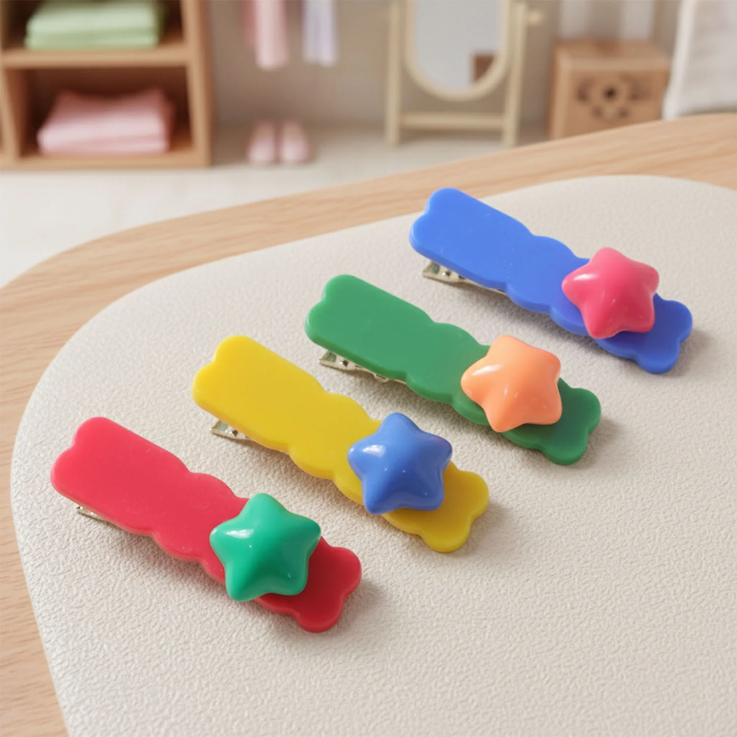 Colorful Star Design Decorative Hair Clip Set (4 Pc) - Image 4