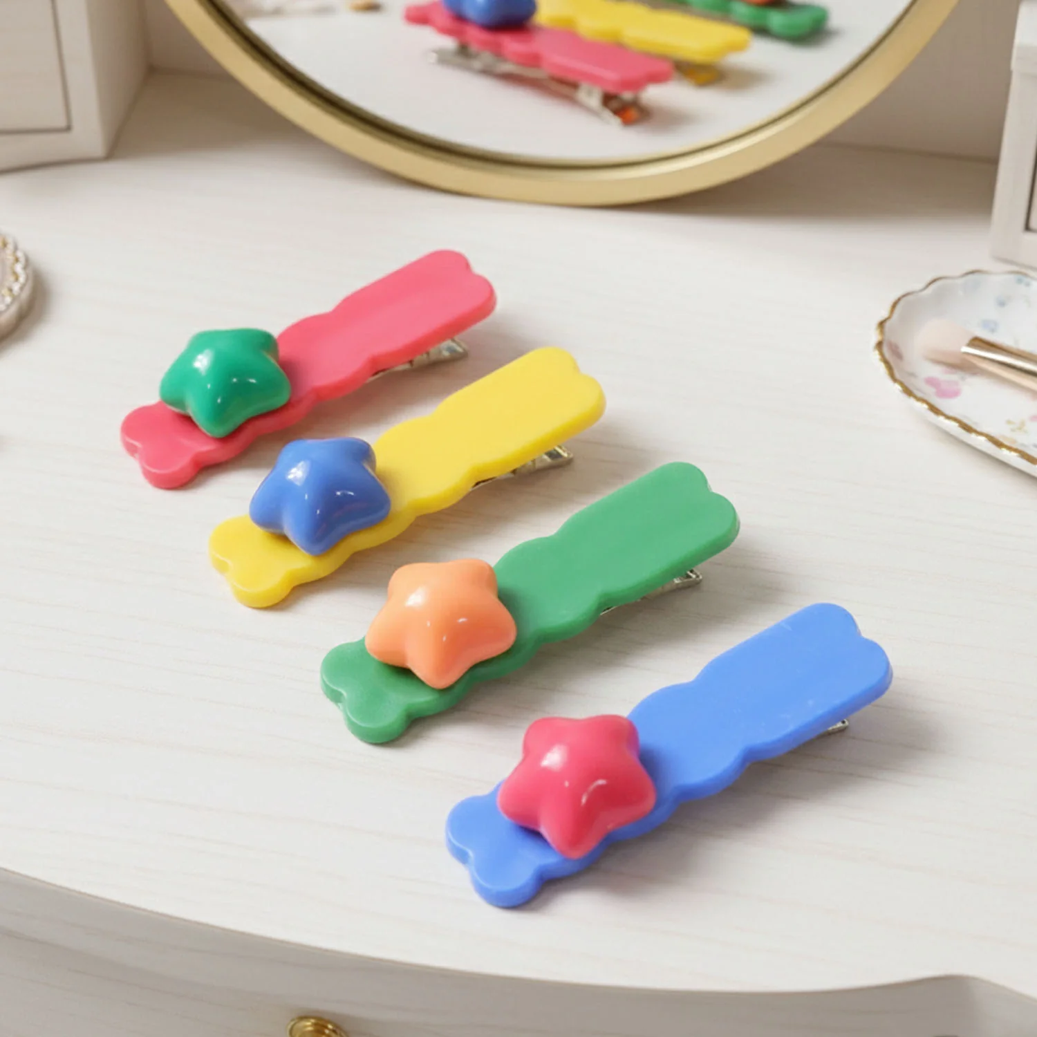 Colorful Star Design Decorative Hair Clip Set (4 Pc) - Image 8