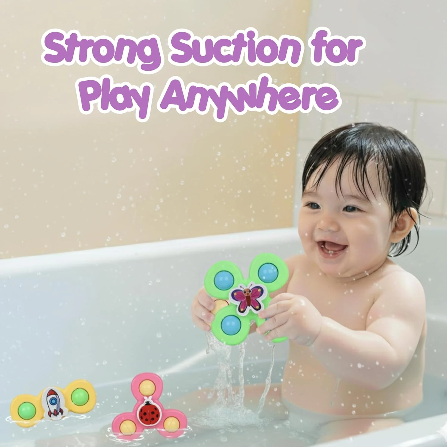 Colour Baby Spinner Toy Set – Suction Cup Sensory Spin Toys (3 Pc Set) - Image 3