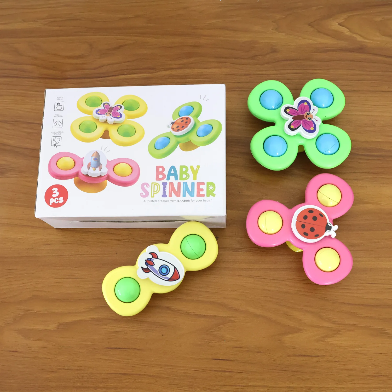 Colour Baby Spinner Toy Set – Suction Cup Sensory Spin Toys (3 Pc Set) - Image 9