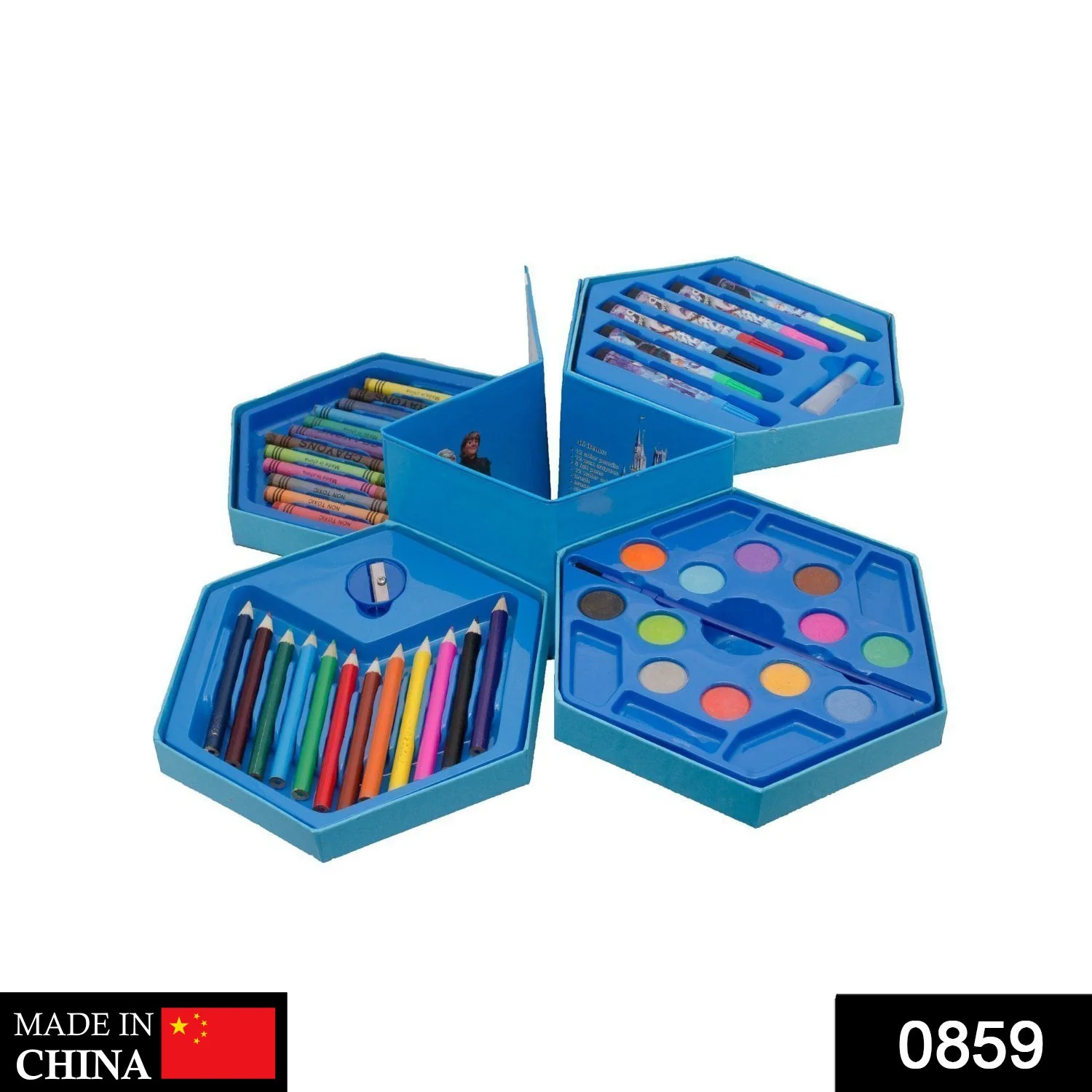 46 Pcs Plastic Art Colour Set with Color , Crayons, Oil Pastel and Sketch Pens - Image 2