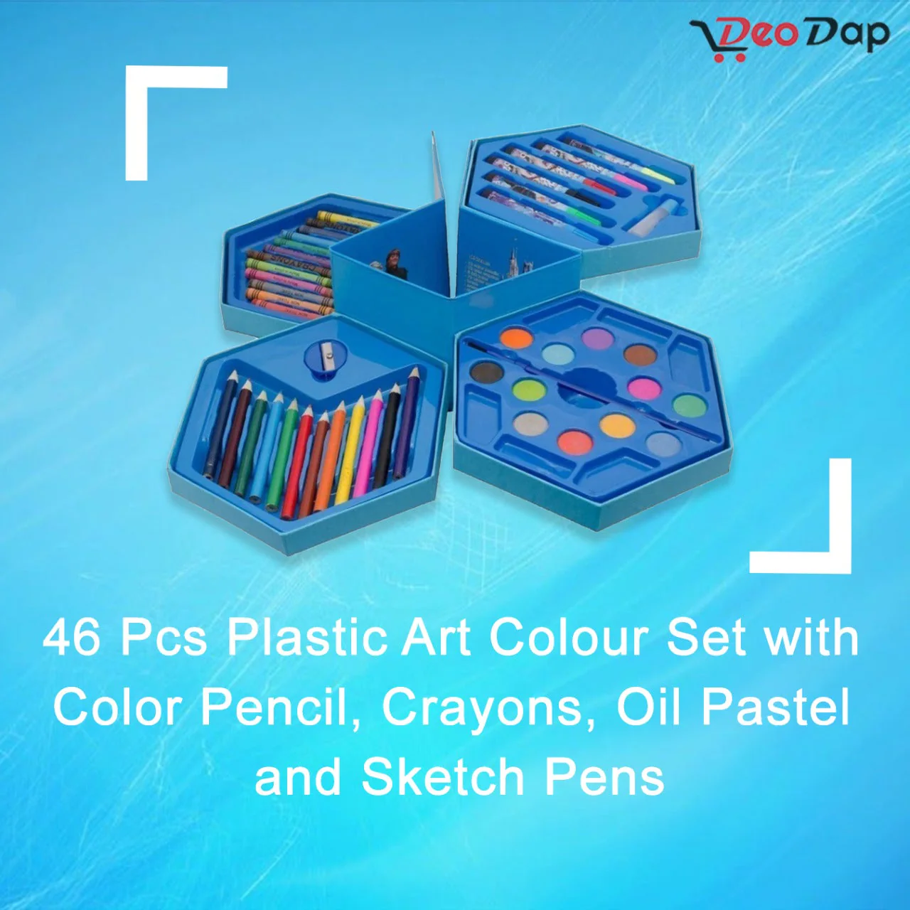 46 Pcs Plastic Art Colour Set with Color , Crayons, Oil Pastel and Sketch Pens - Image 7