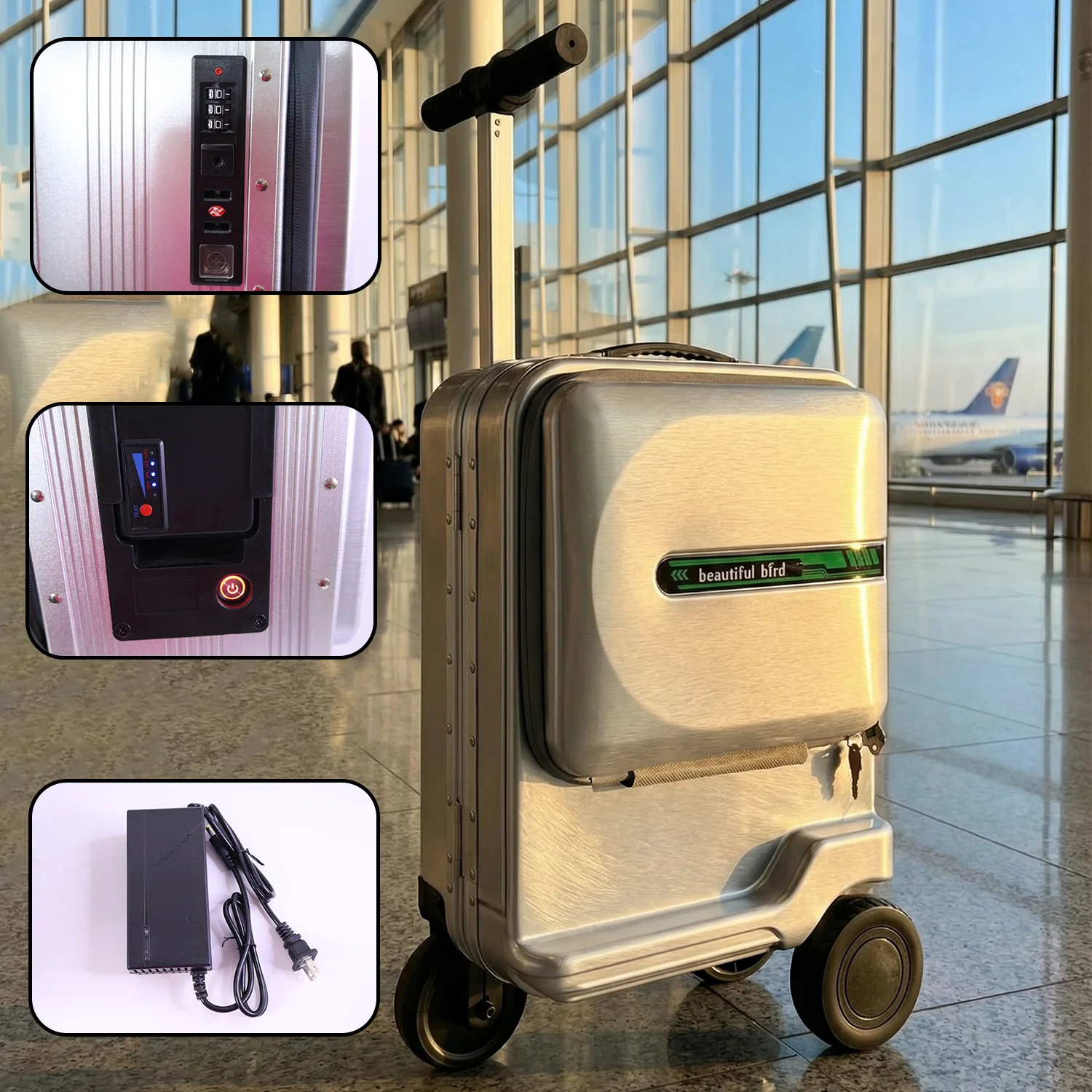 Electric Ride-On Scooter Travel Bag with Foldable Trolley (1 Pc) - Image 7