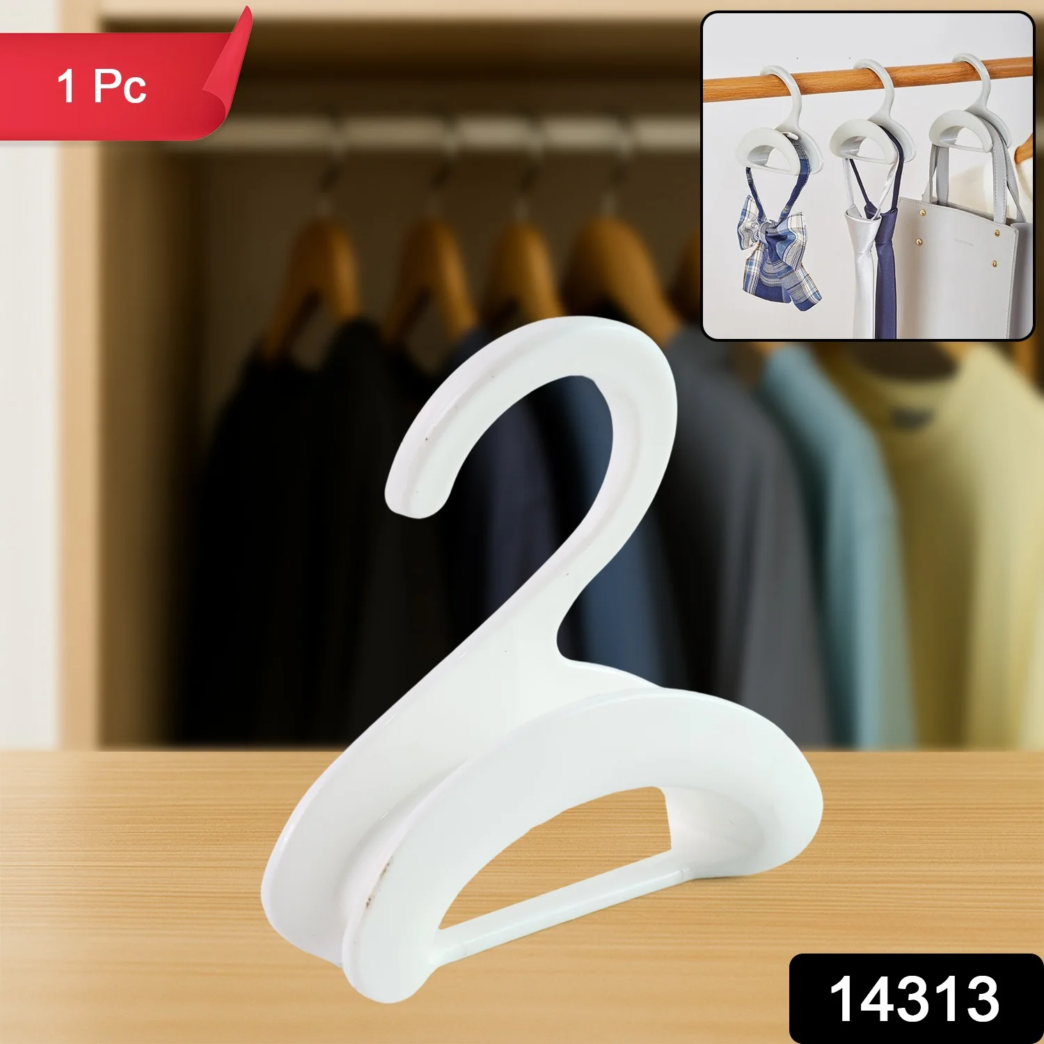 Compact Dual-Slot Multi-Purpose Plastic Hook Hanger (1 Pc) - Image 2