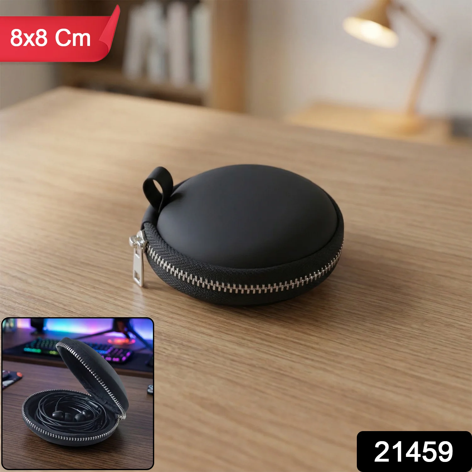 Compact Hard Shell Earphone Carrying Case with Zipper Closure (1 Pc) - Image 2