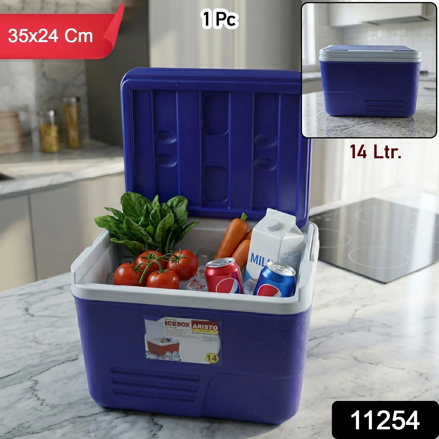 Compact Insulated Ice Box Cooler (1 Pc, 14 Ltr, 35x24 Cm) - Image 2