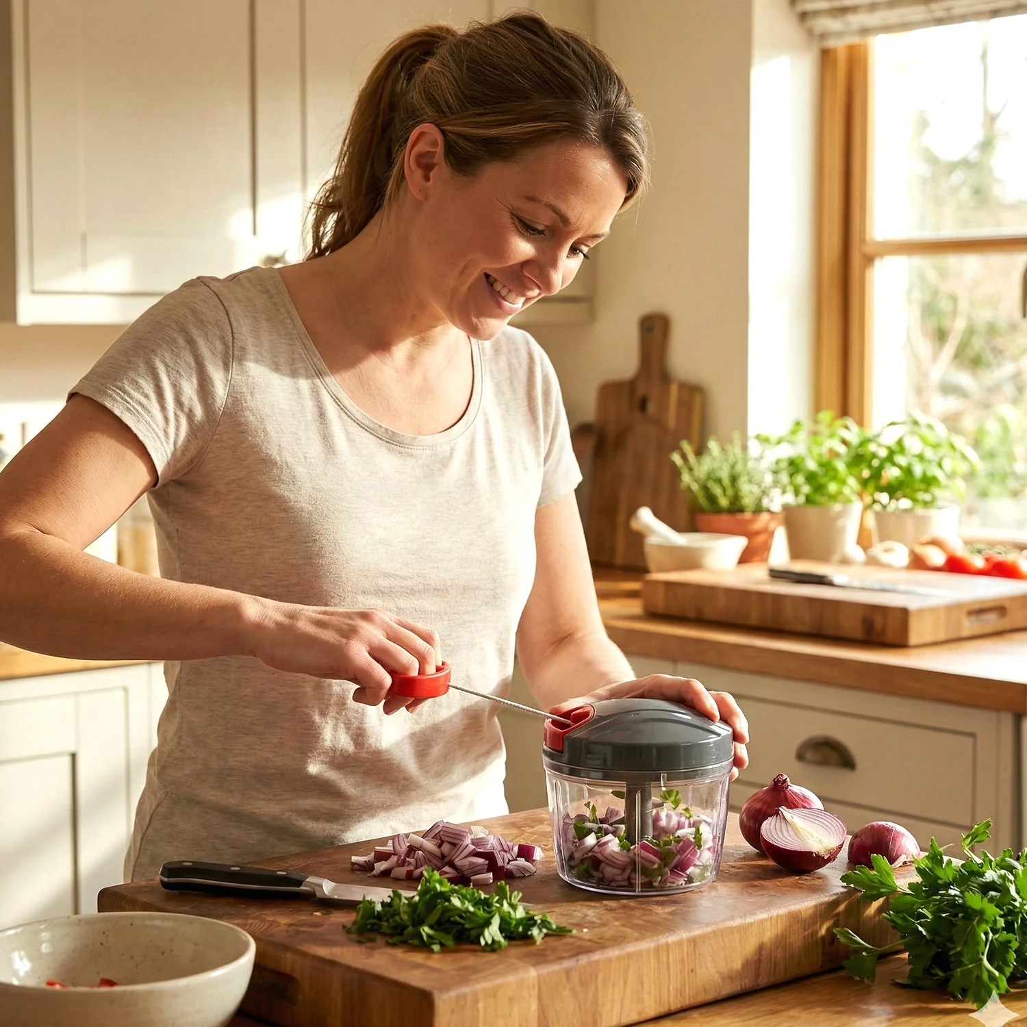 Compact Manual Hand-Press Vegetable Chopper (1 Pc) - Image 3