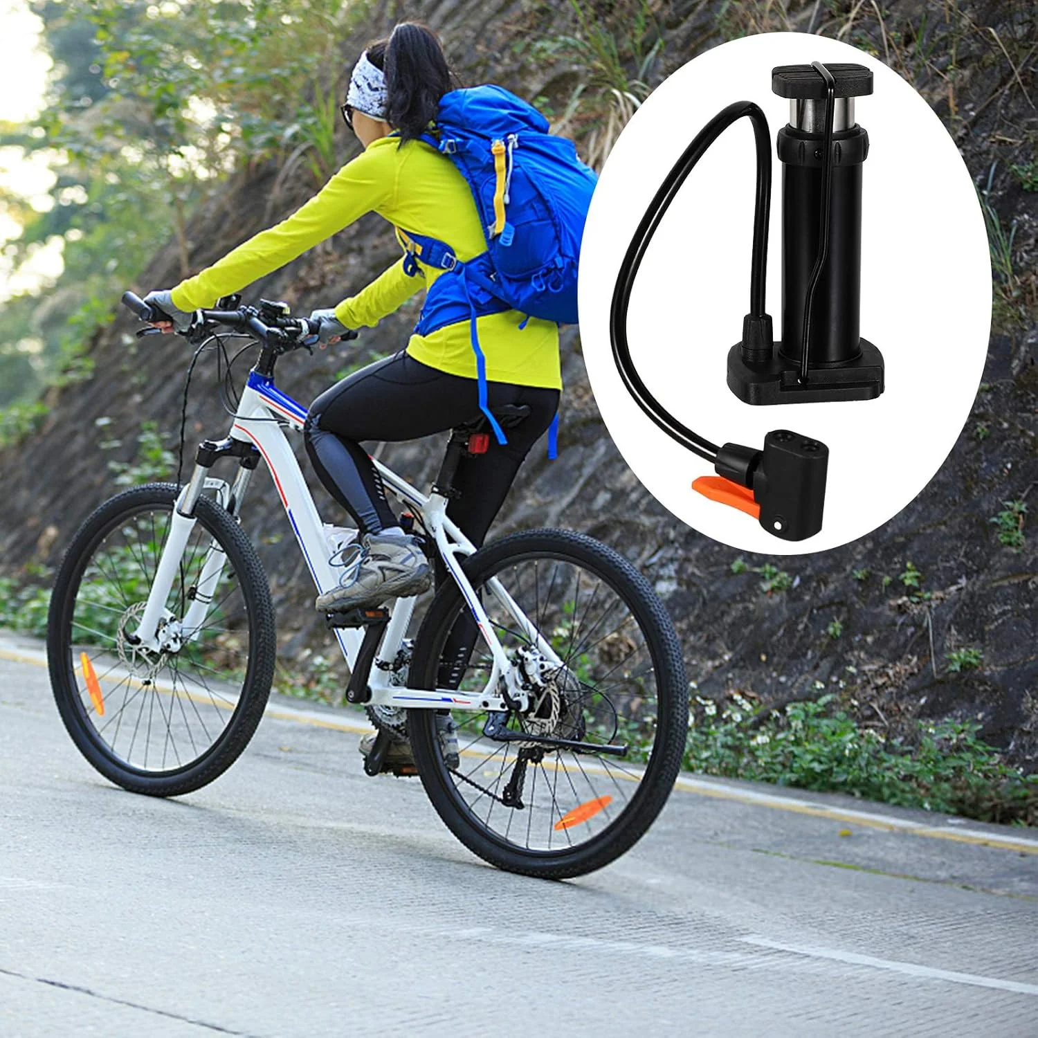 Compact Mini Foot-Operated Air Pump with Hose & Locking Valve Head - Image 3