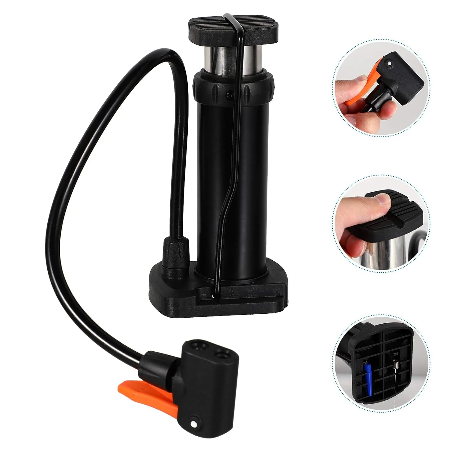 Compact Mini Foot-Operated Air Pump with Hose & Locking Valve Head - Image 7