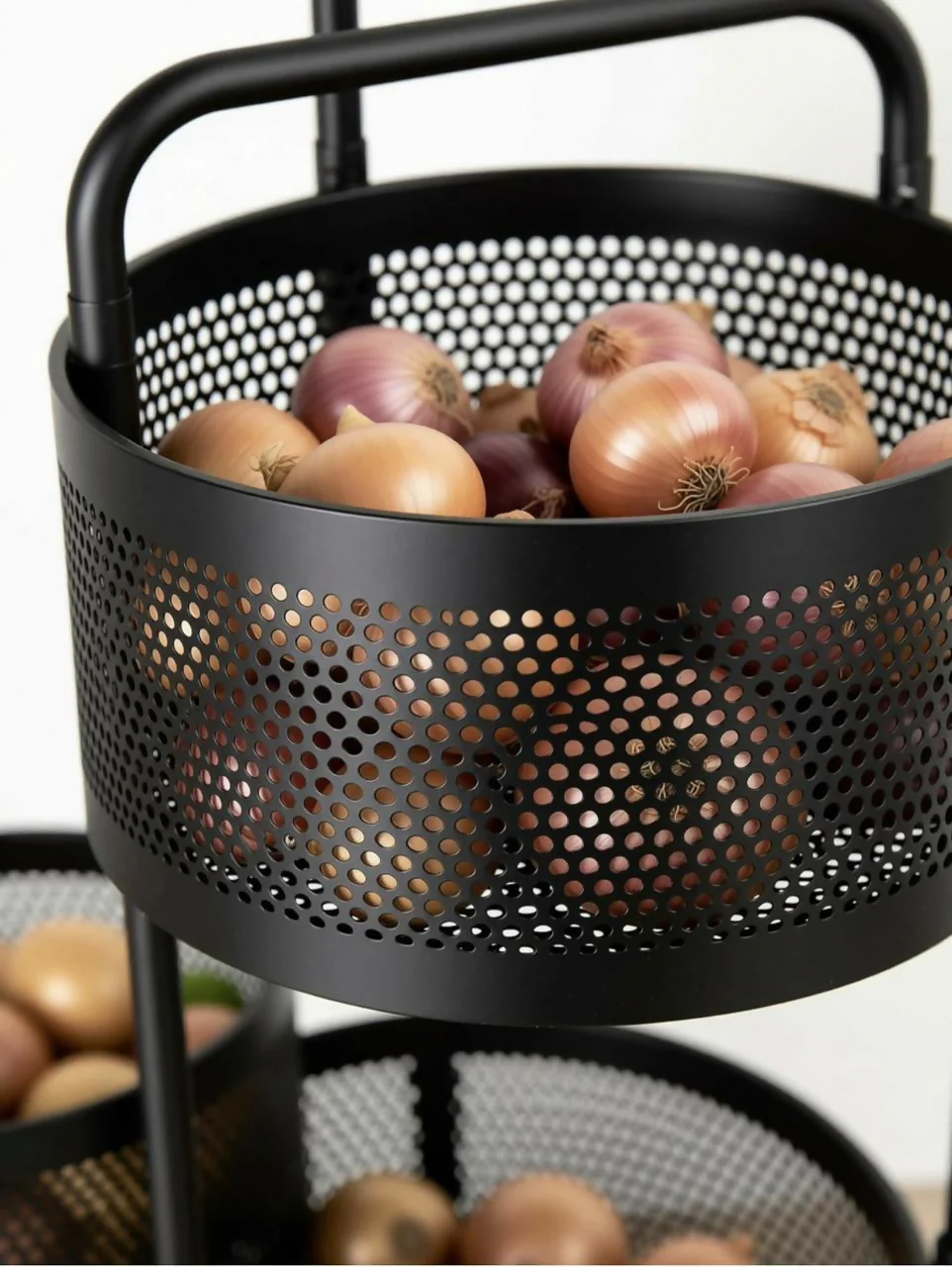 Compact Round 5-Basket Kitchen Trolley with Ventilated Mesh & 360° Swivel Wheels - Image 6