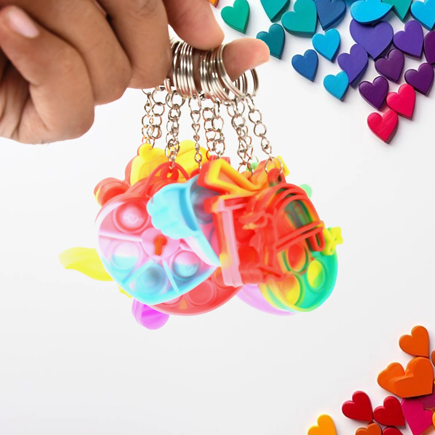 Compact Pop It Keychain – Fun Stress Relief Fidget Toy (1 Pc | Mix Design) - Image 4