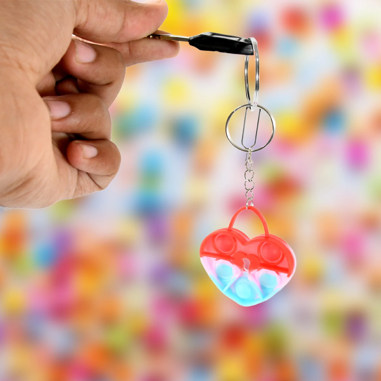 Compact Pop It Keychain – Fun Stress Relief Fidget Toy (1 Pc | Mix Design) - Image 6