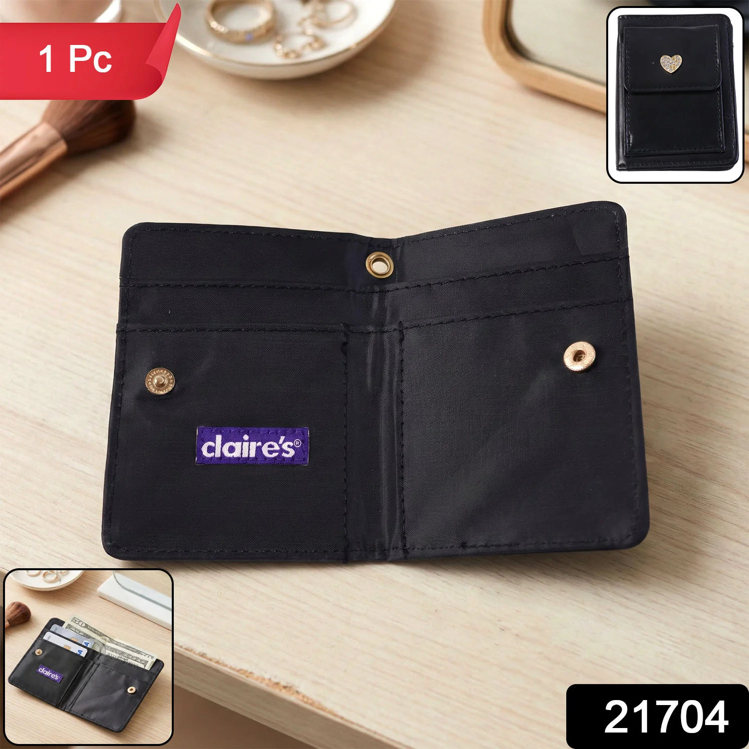 Compact Snap Button Card Holder Wallet (1 Pc) - Image 2