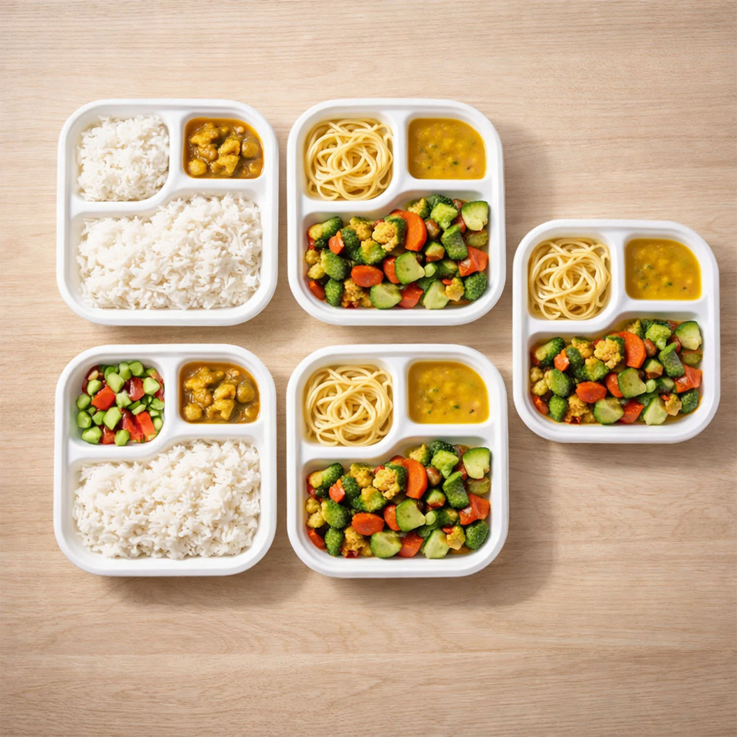 Vegnar Compostable Bagasse 3-Compartment Square Meal Plate - Image 3