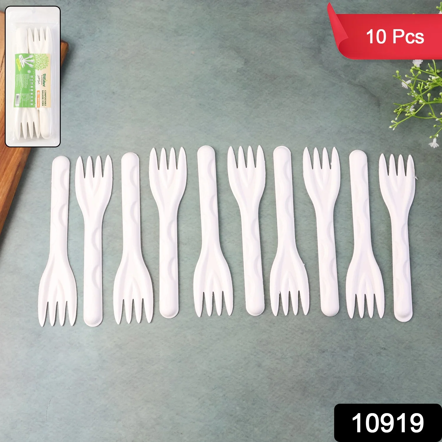 Compostable Bagasse Fork – 10 Pcs Pack - Image 2