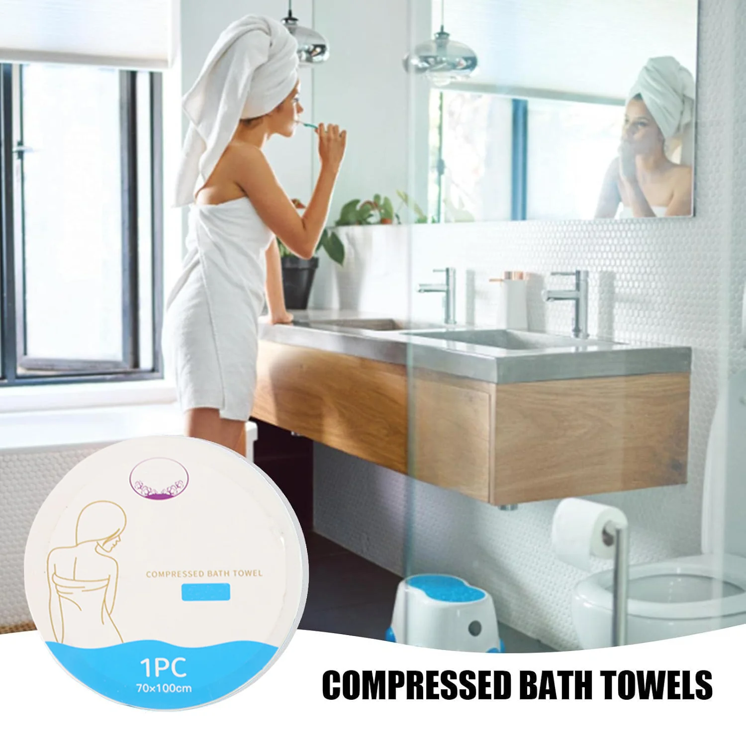 Compressed Travel Bath Towel - (1 Pc / 70x10 Cm) - Image 8