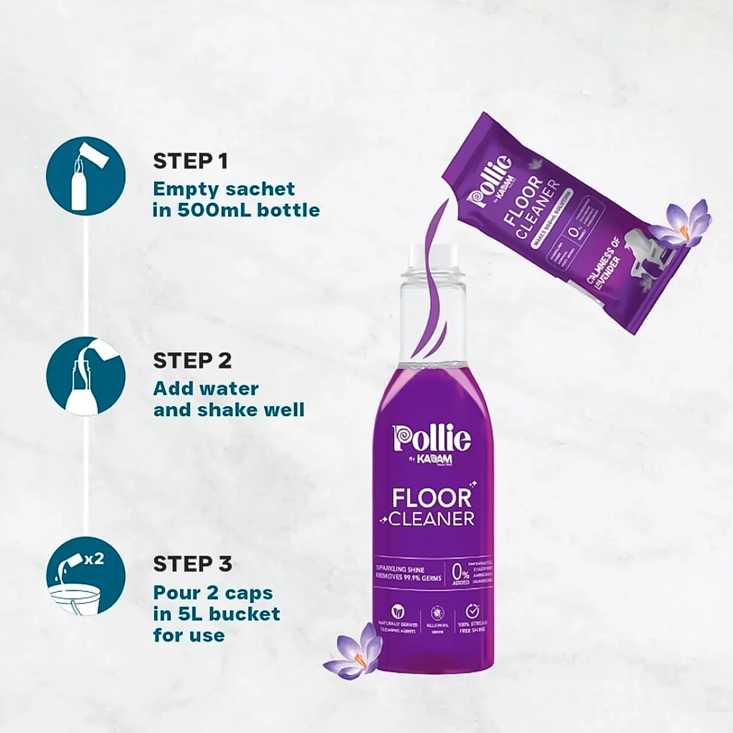 Pollic Kadam Concentrated Floor Cleaner Refill Kit with Reusable Measuring Bottle - Image 5