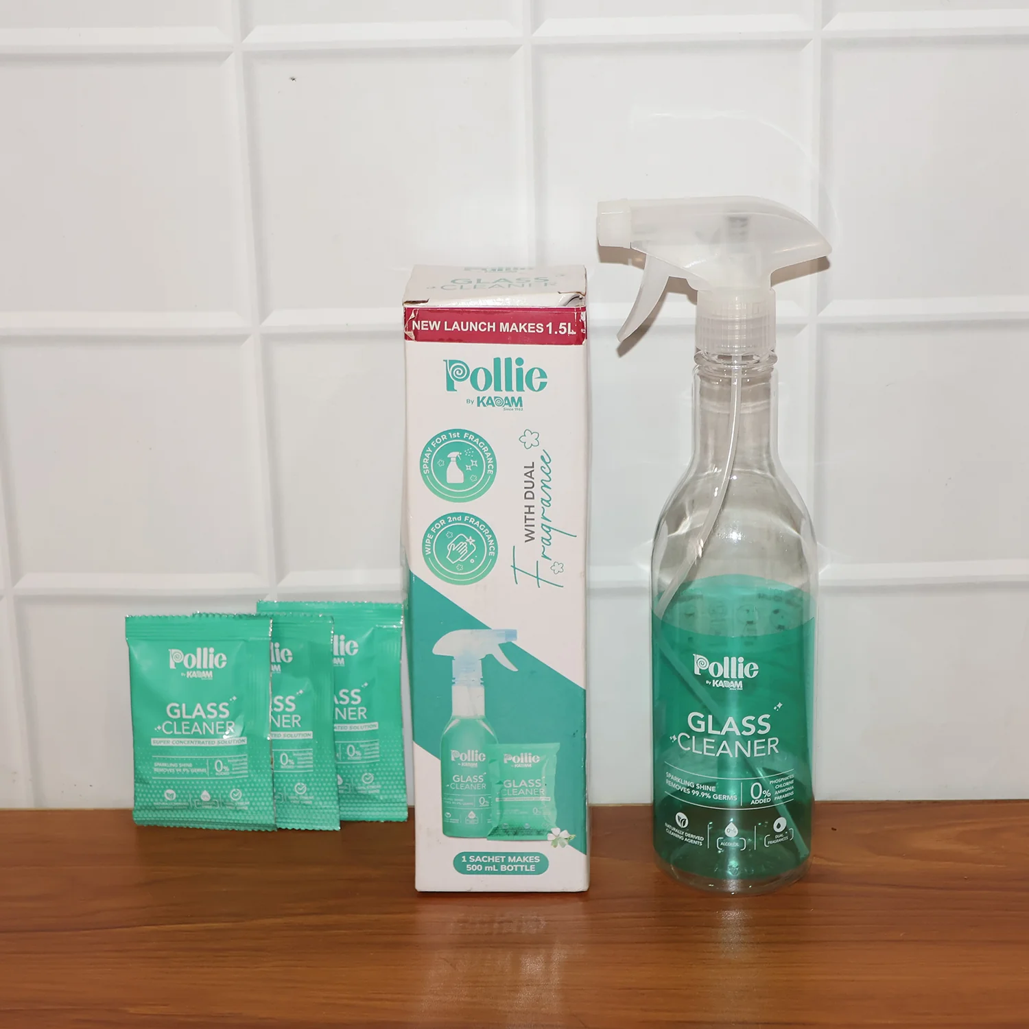 Pollic Kadam Concentrated Glass & Mirror Cleaner Refill Kit Reusable Spray Bottle - Image 8