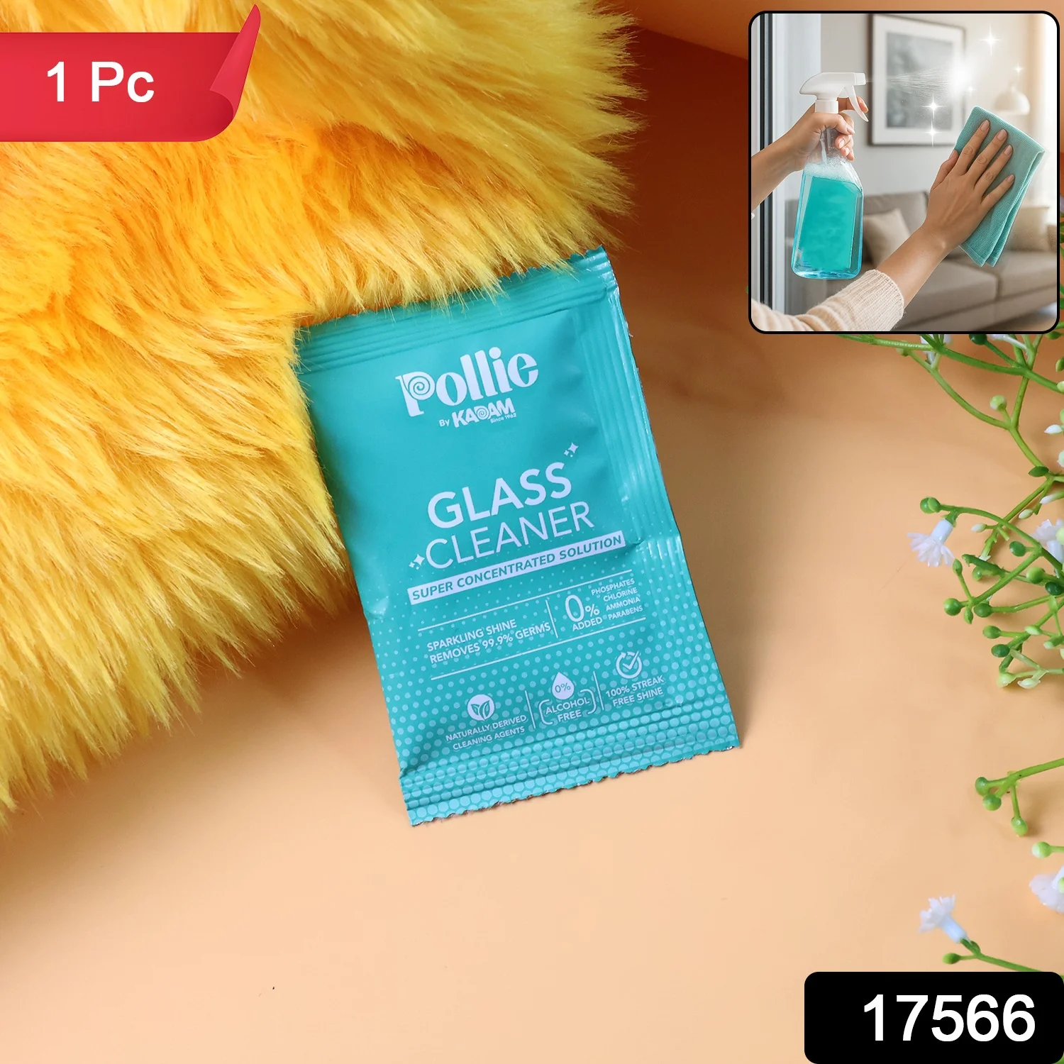 Pollic Kadam Concentrated Glass & Mirror Cleaner Sachet (15 Gm) - Image 2