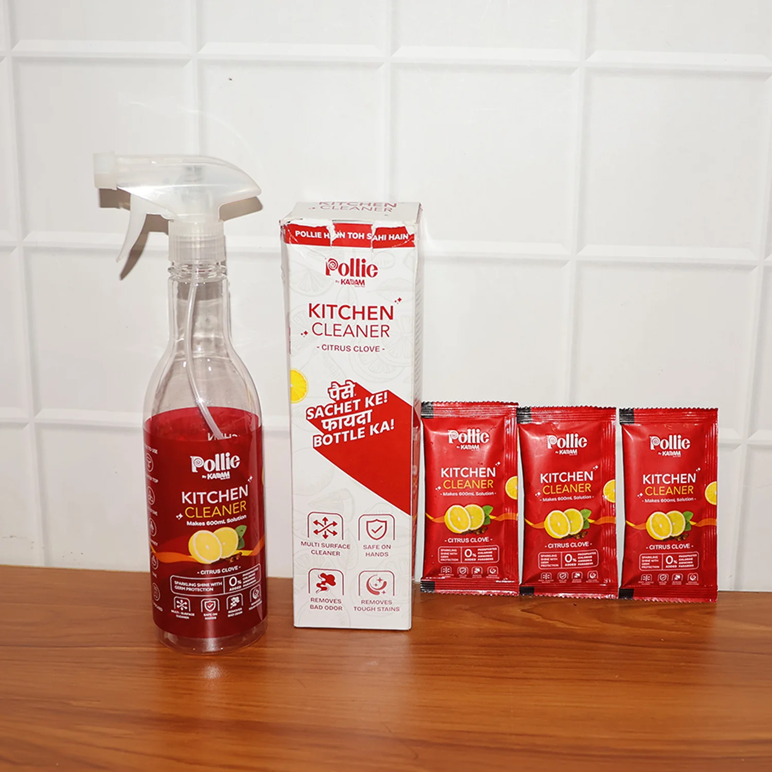 Pollic kadam Concentrated Kitchen Surface Cleaner Refill Kit with Spray Bottle - Image 8