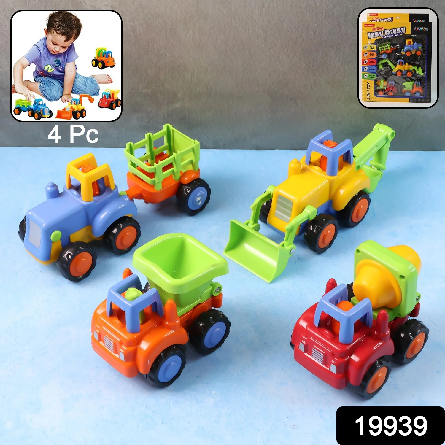 Funwoods Construction Vehicle Toy Set for Kids – (4 Pc) - Image 9