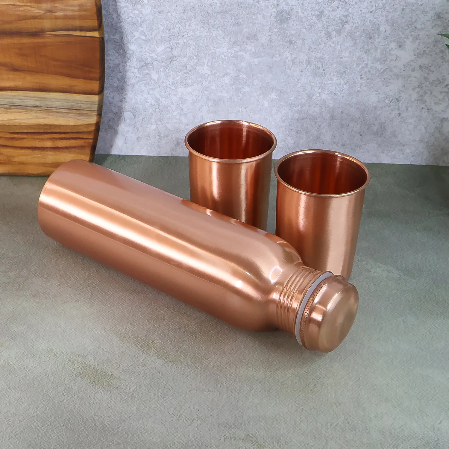 Copper Water Bottle 2 Glasses with Gift Box (3 Pcs Set) - Image 3