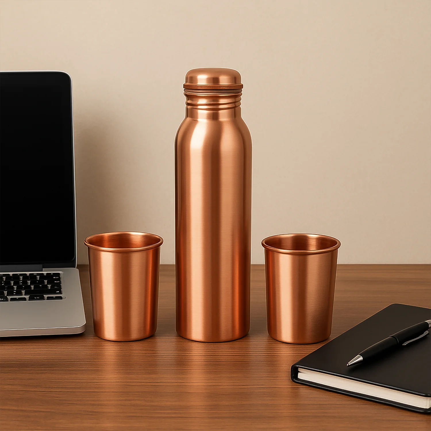 Copper Water Bottle 2 Glasses with Gift Box (3 Pcs Set) - Image 4