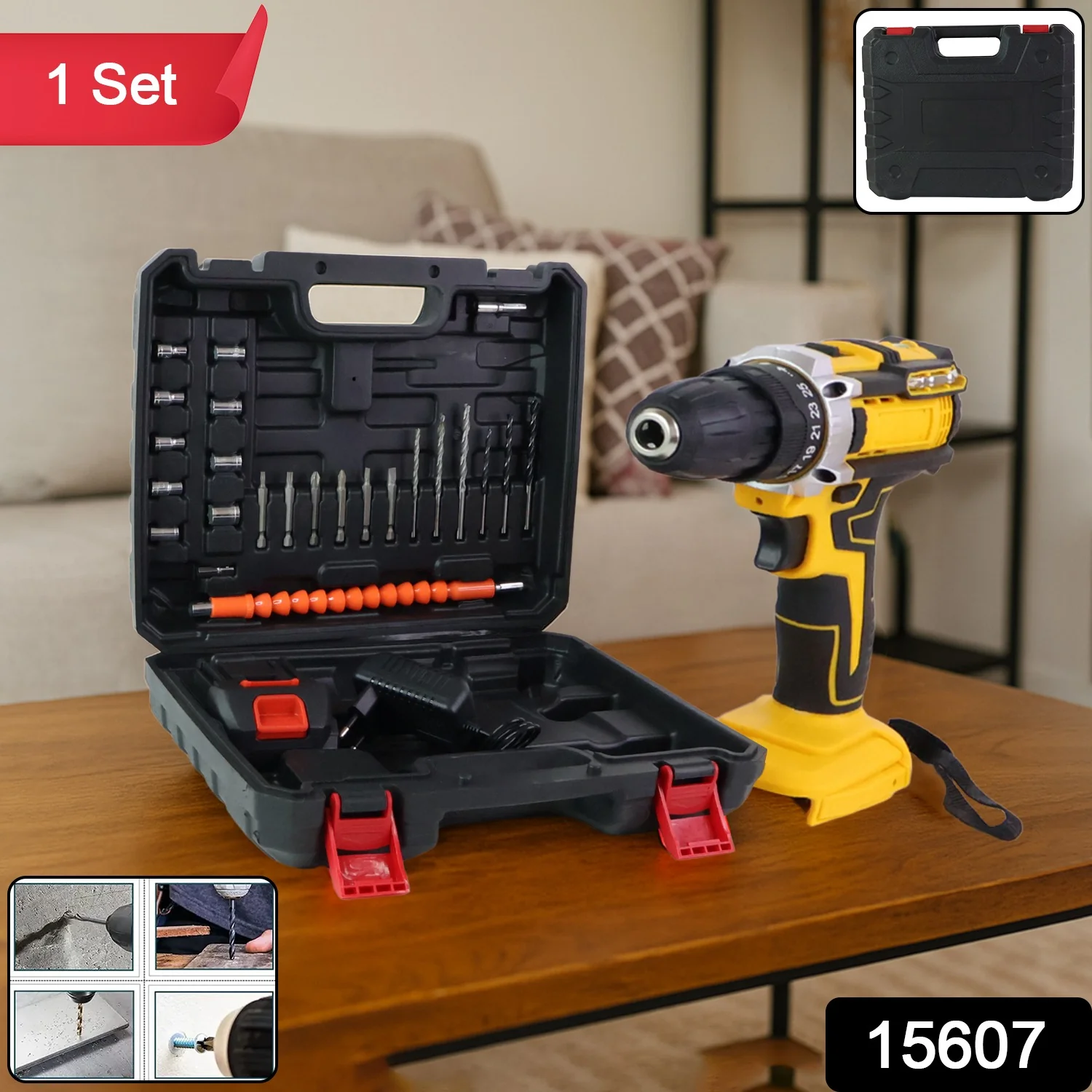 Cordless Drill Machine Tool Kit Set with Drill Bits - Image 2