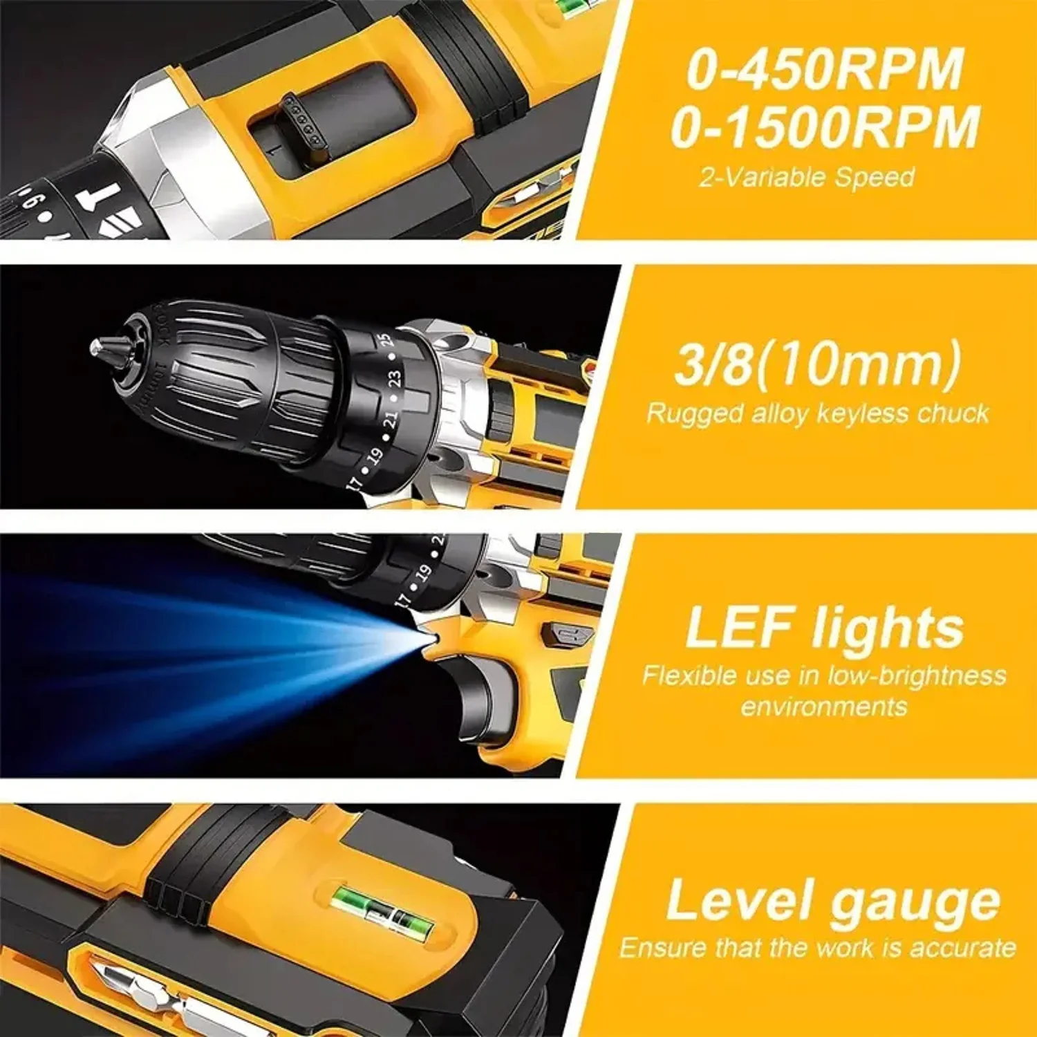 Cordless Drill Machine Tool Kit Set with Drill Bits - Image 3
