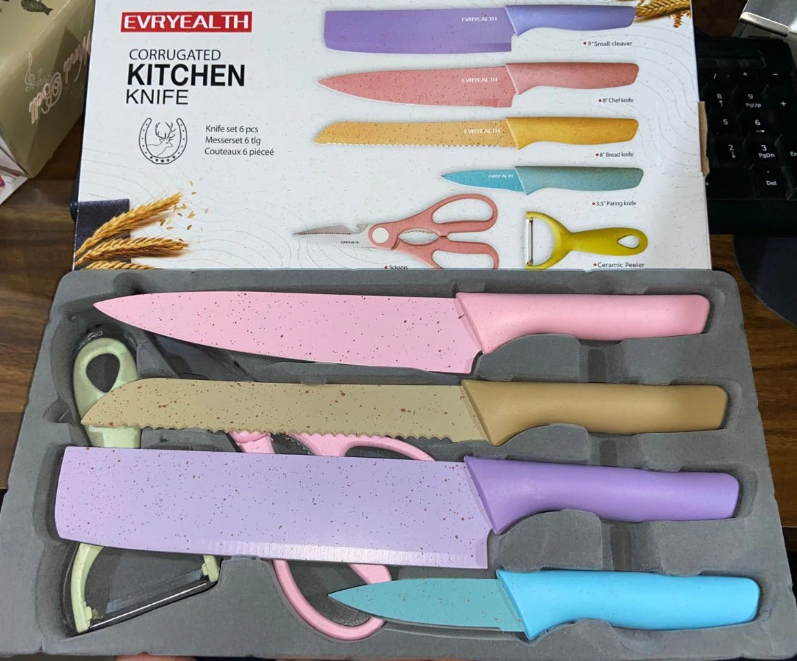 Corrugated 6Pc Kitchen Knife Set Professional Box Knife Set 6 Piece Forged Kitchen Knives with Box. - Image 6