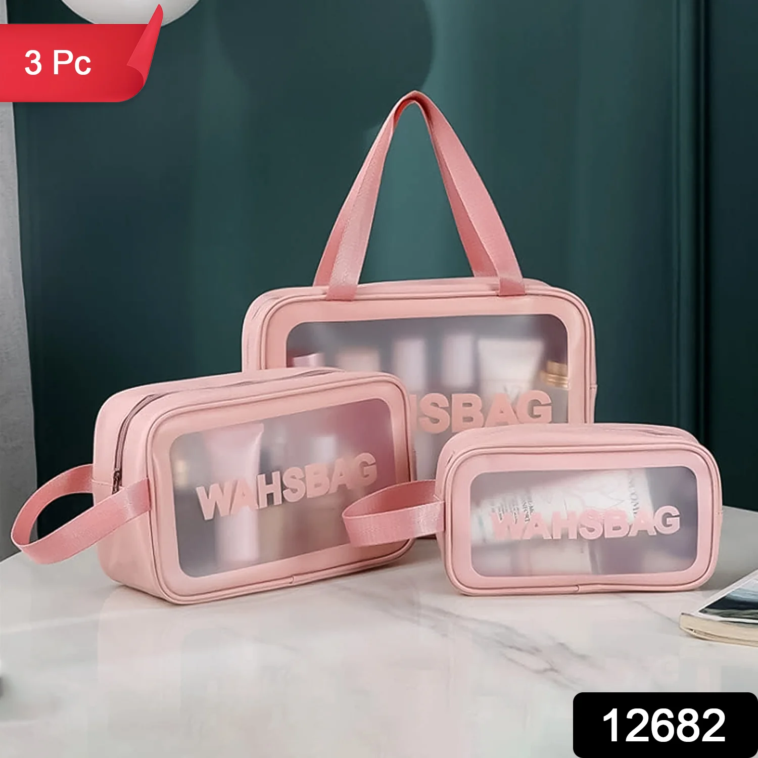 Cosmetic Pouch, Make up Bag for Home & Travel,Accessories Set of 3 - Image 2