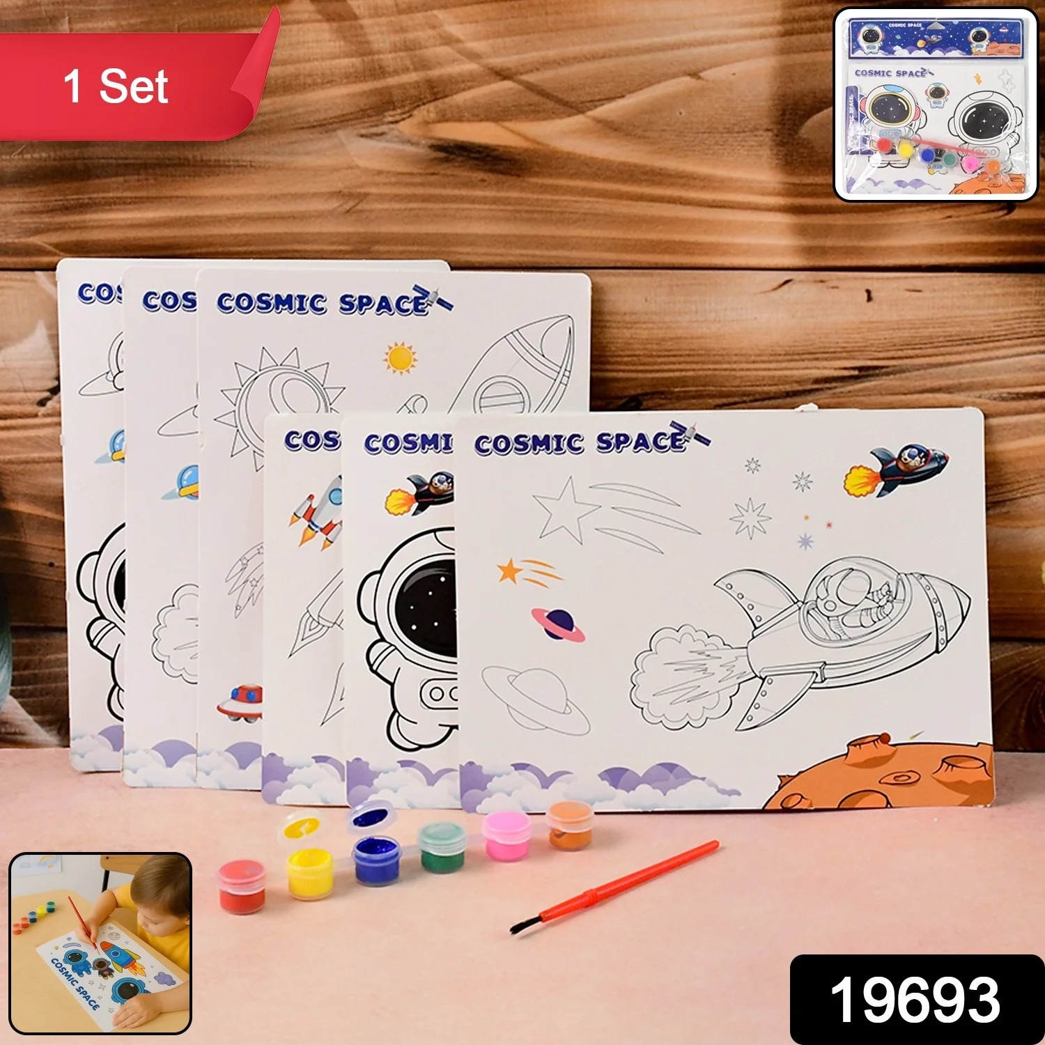 Cosmic Space Theme Kids Painting and Coloring Kit - Image 2