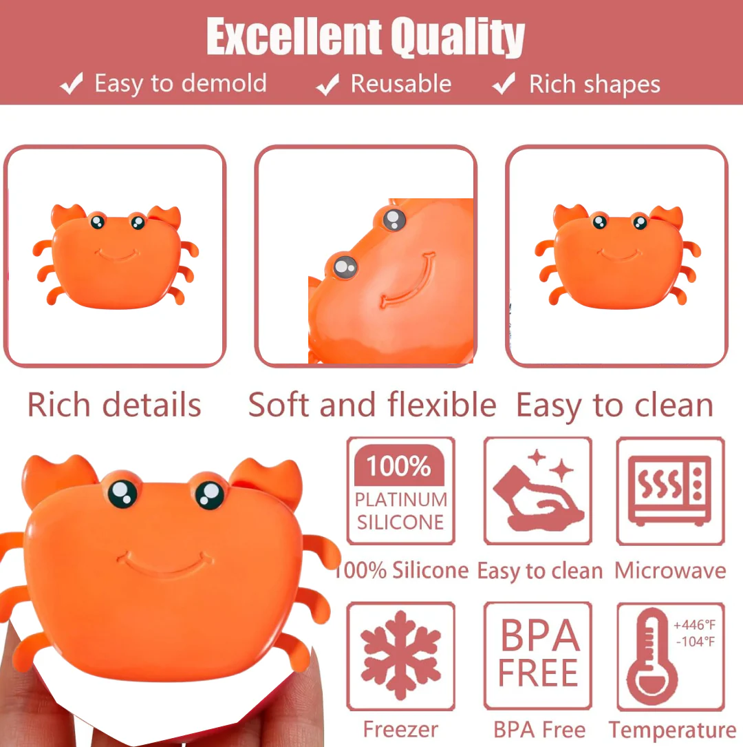 Creative Crab Shape Ice Mold Tray Silicone Ice Cube Maker Fun Cartoon Ice Tray (1 Pc) - Image 3
