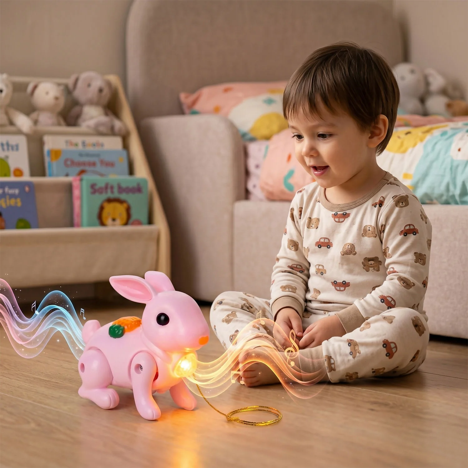Crawling Rabbit Musical Toy with Light & Sound Pull Along Walking Toy Battery Operated - Image 11