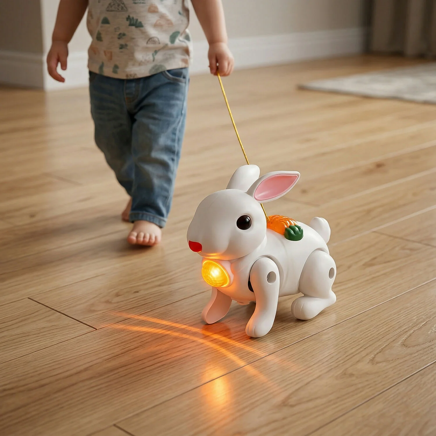 Crawling Rabbit Musical Toy with Light & Sound Pull Along Walking Toy Battery Operated - Image 2