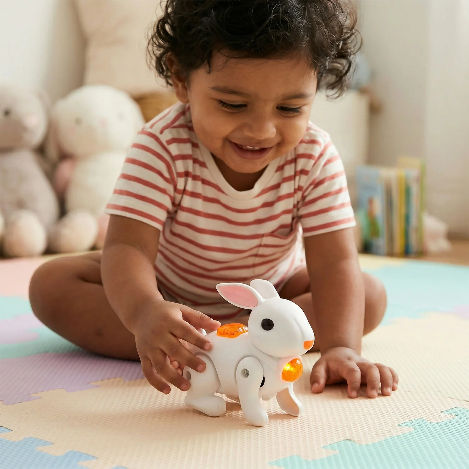 Crawling Rabbit Musical Toy with Light & Sound Pull Along Walking Toy Battery Operated - Image 6